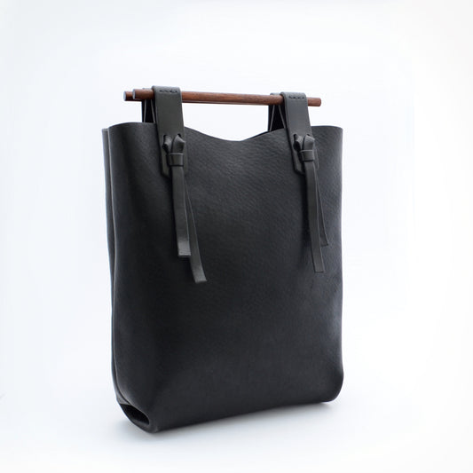 WOOD HANDLE BASKET BAG