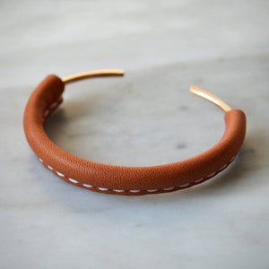 LEATHER AND BRONZE CUFF BRACELET