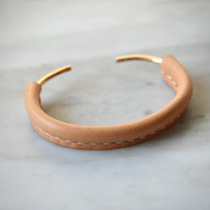 LEATHER AND BRONZE CUFF BRACELET