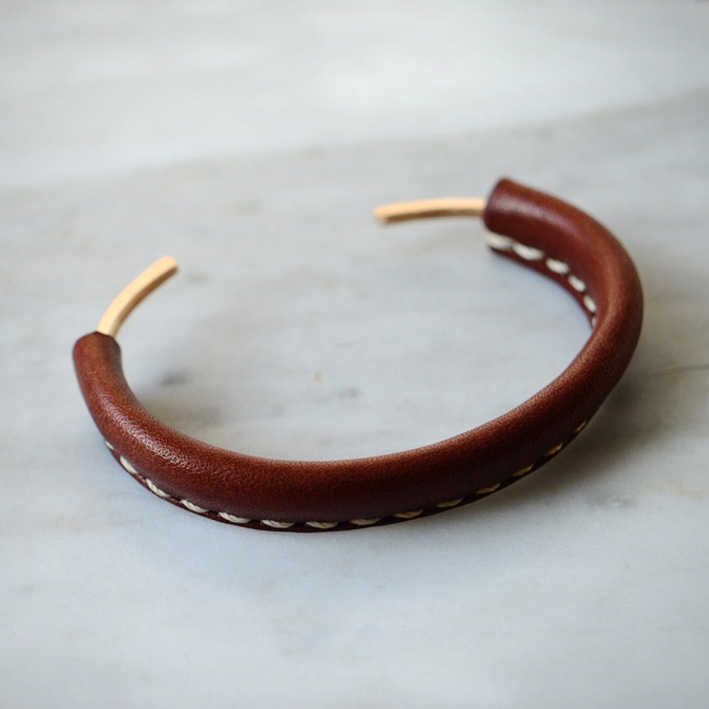 LEATHER AND BRONZE CUFF BRACELET