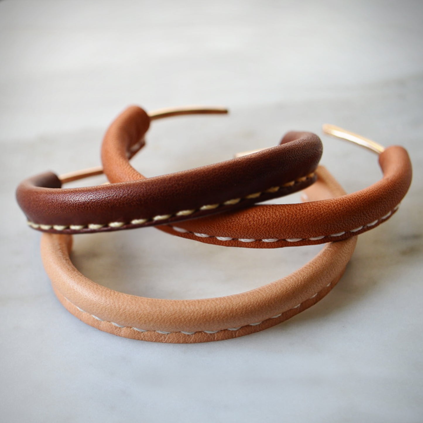 LEATHER AND BRONZE CUFF BRACELET