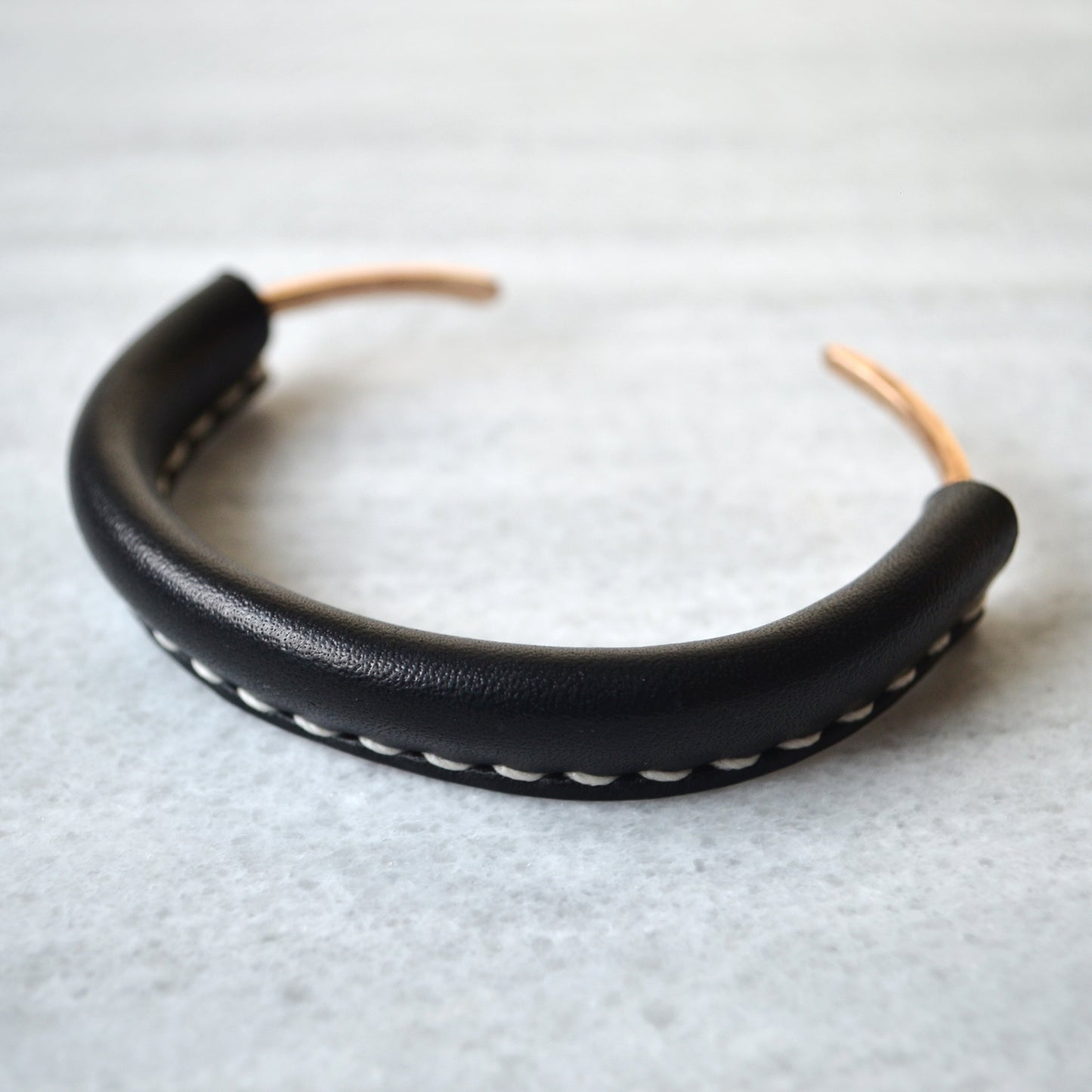 LEATHER AND BRONZE CUFF BRACELET